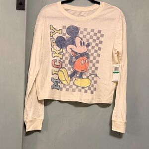 Disney Graphic Long Sleeve Tee - Cream with Mickey Design